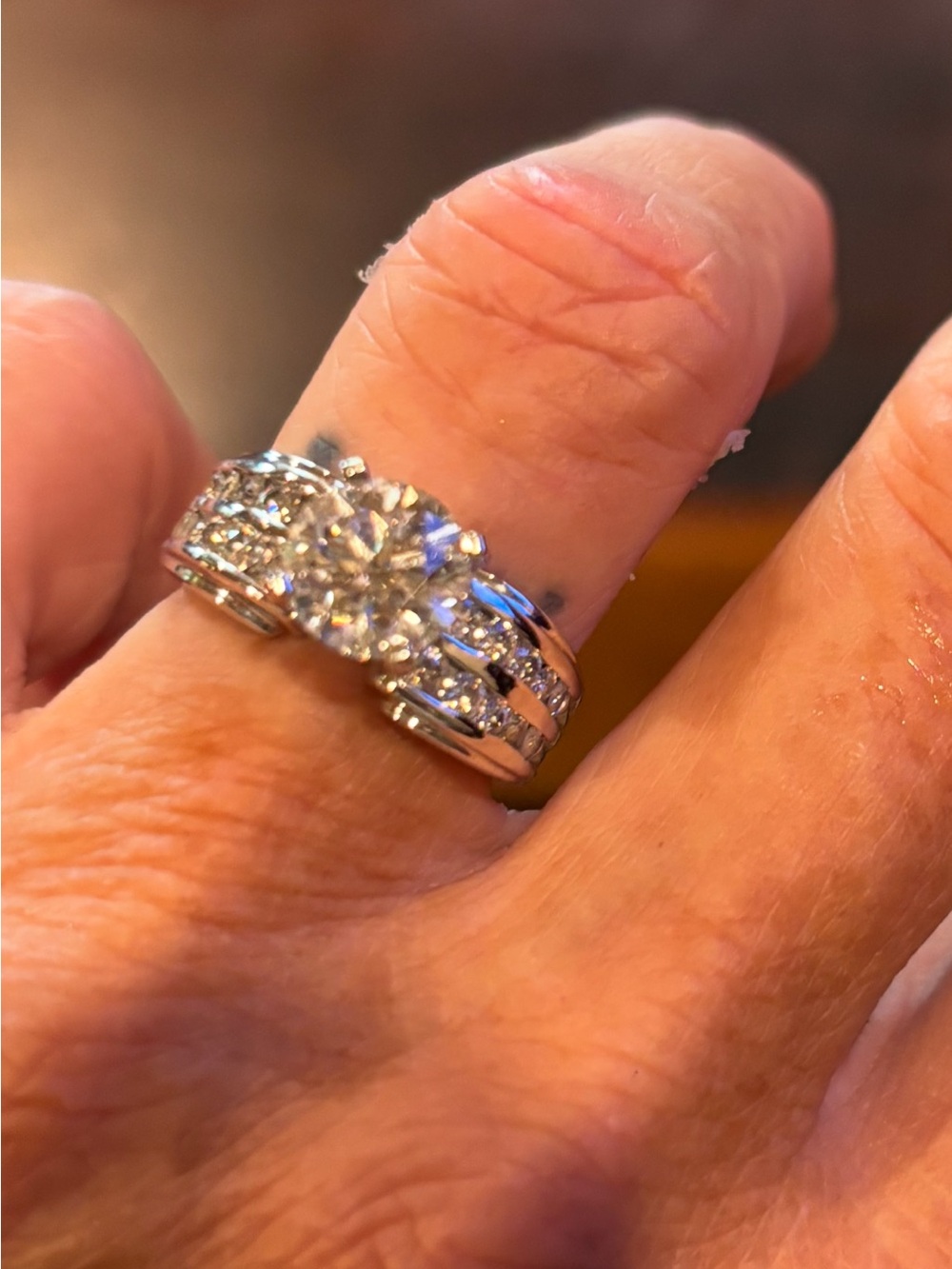 Charles & Colvard wedding ring. 1.82 CT Center stone replaced with Lab Created. - Picture 2 of 4